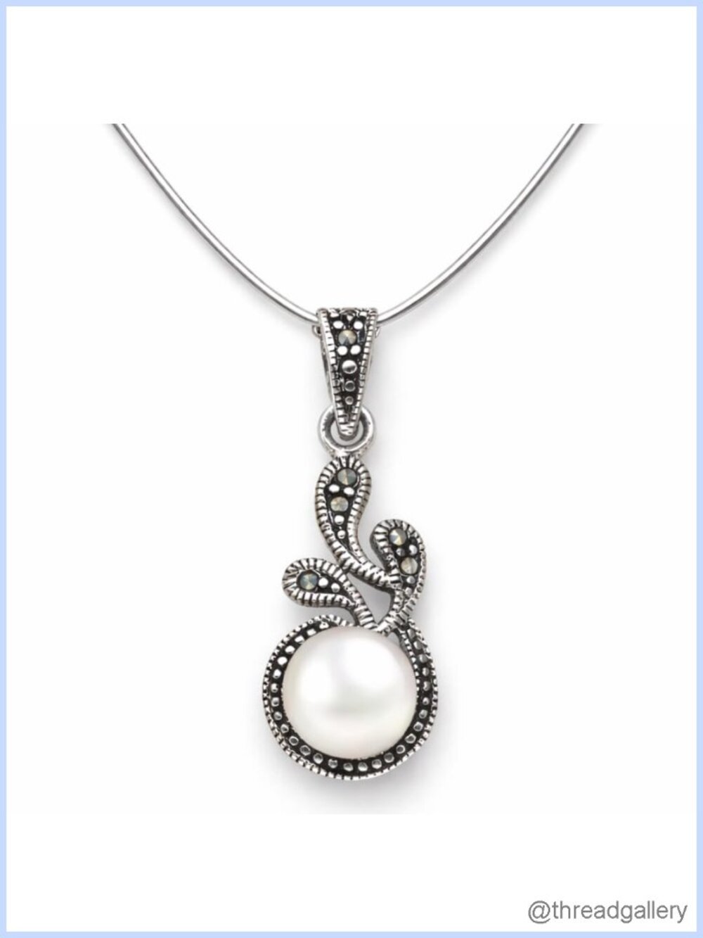 Freshwater Pearl Pendant Necklace Sterling Silver 925 Vintage